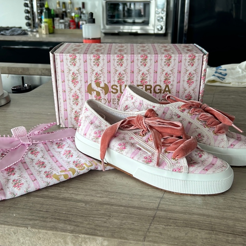 LOVESHACKFANCY X SUPERGA - Size 7 Women’s WITH BOX AND DUSTER